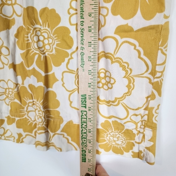 Boden A-line Mini Pencil Skirt Retro Mustard Yellow Flower Print Boho 70's Style - Picture 10 of 10